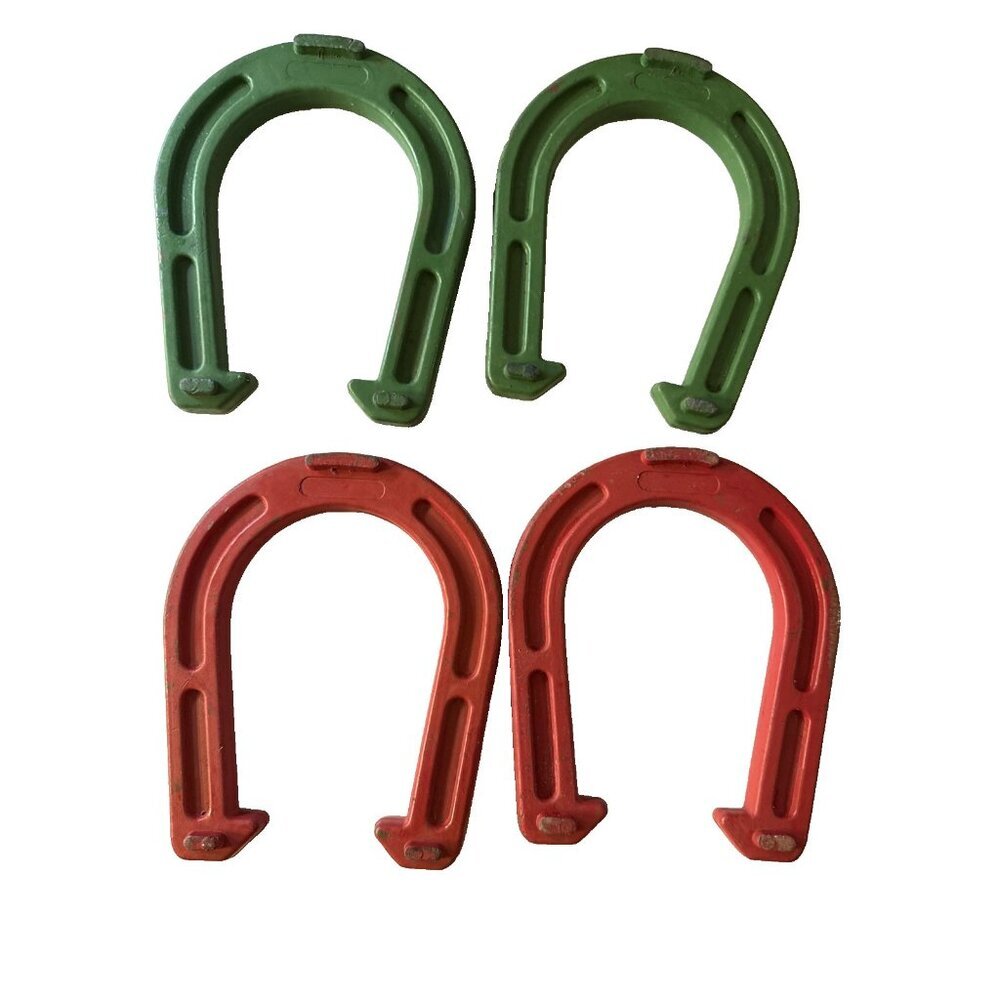 Lightweight Coated Ringer Horse Shoes .8 Pounds Set of 4 Red Green